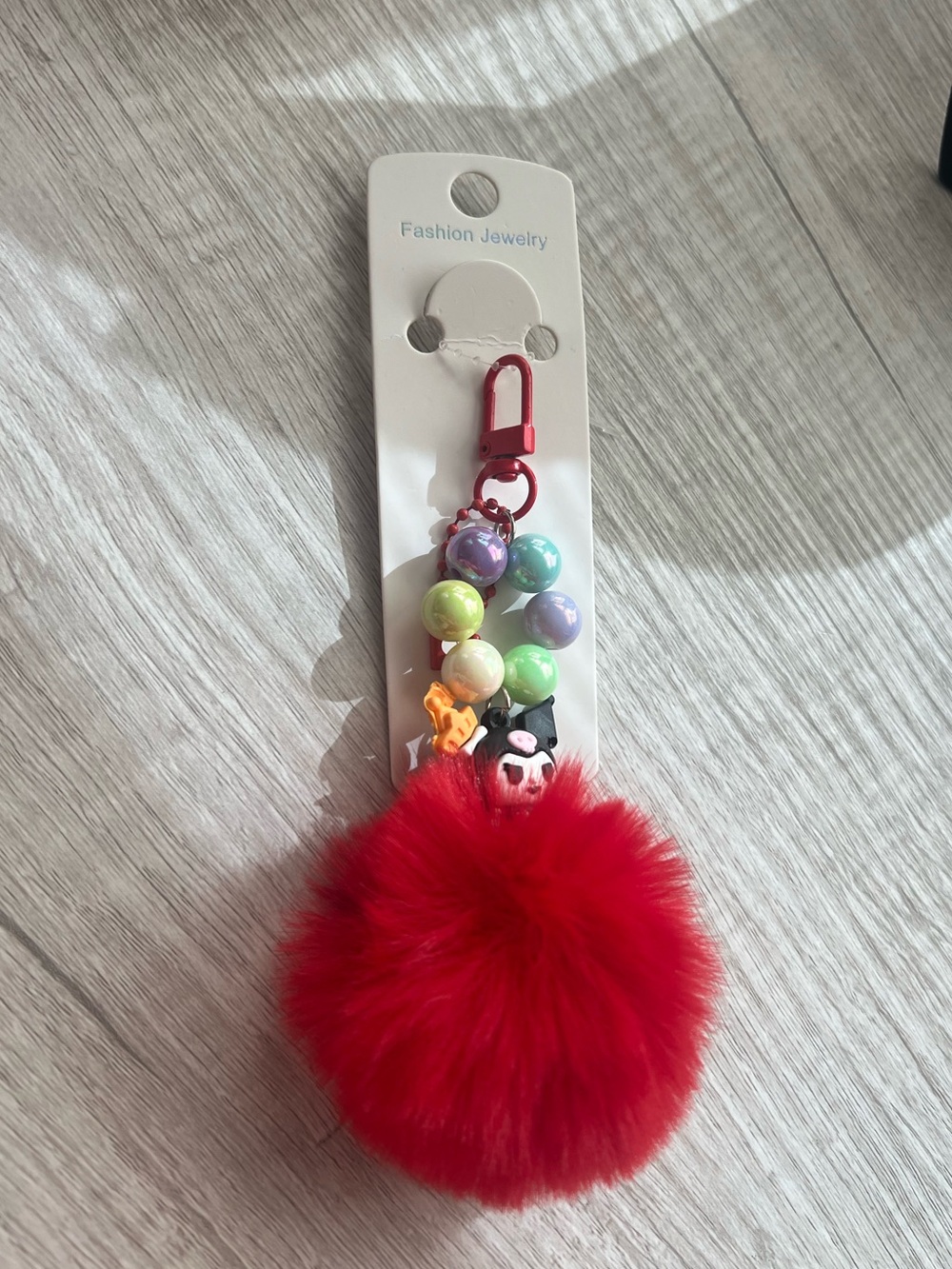 5/$25 Red Pom Pom bag charm or key chain with characters